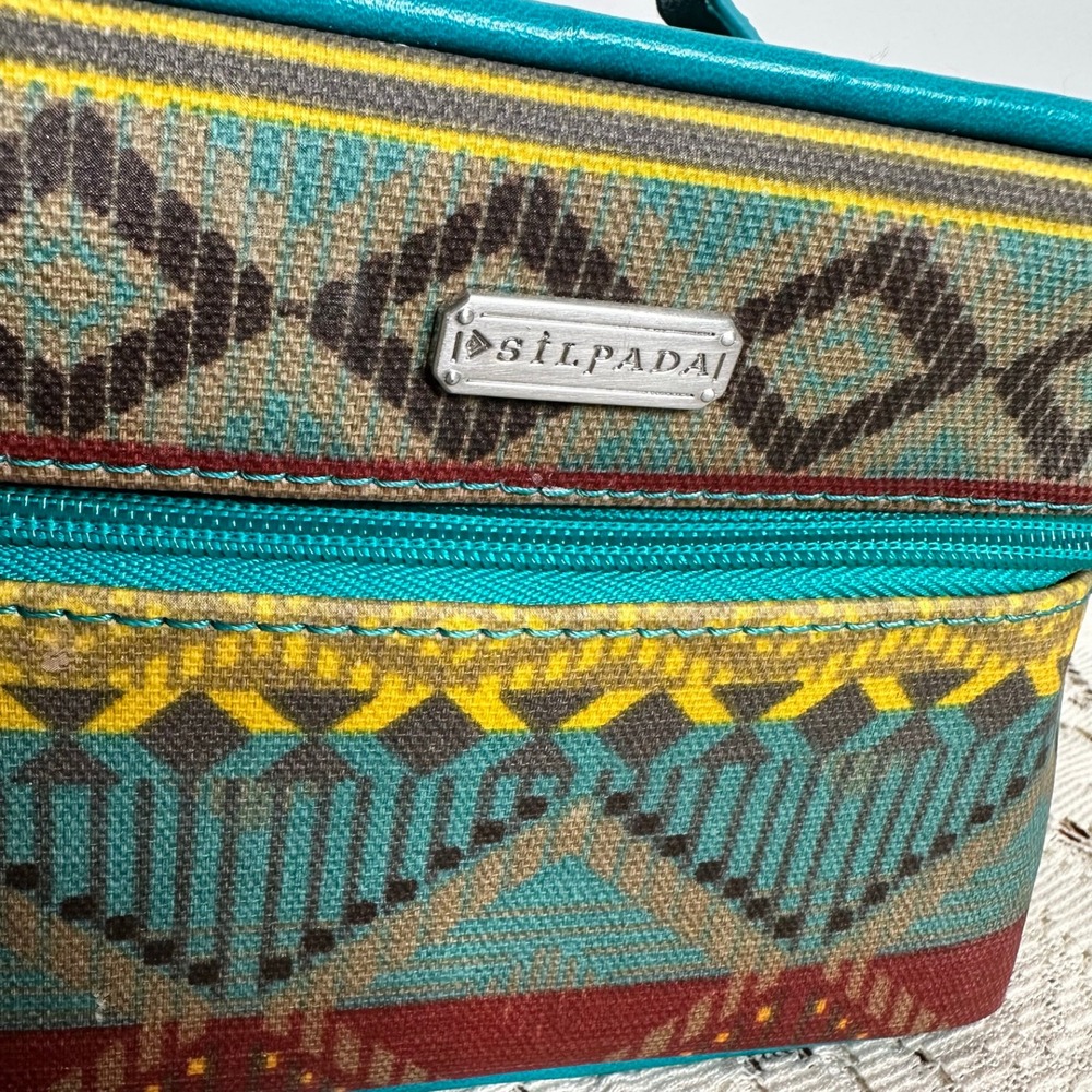 Silpada Tucson Jewelry Travel Tote Case Aztec Southwest Print Teal